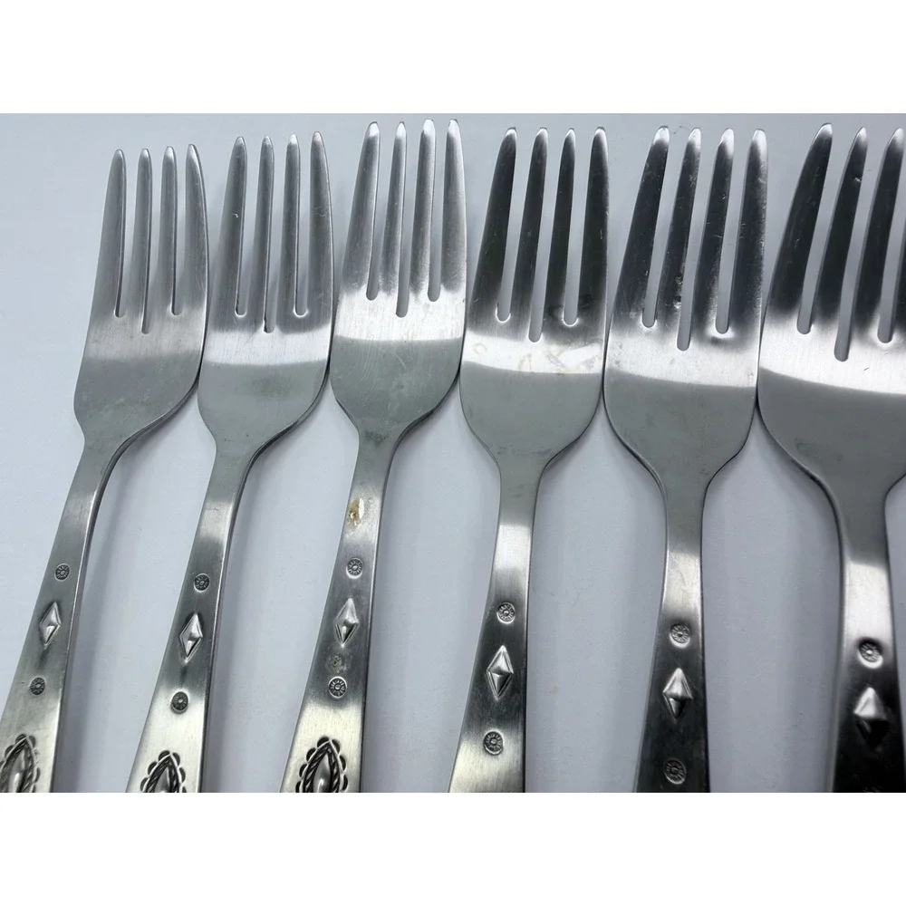 Wallace Taos Stainless Steel Dinner Forks Set Of 8 China 18/10 Southwest